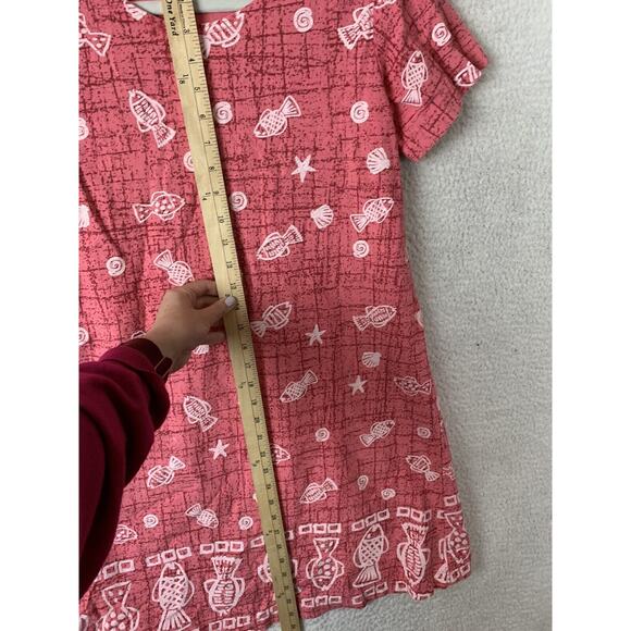 Dee California M/L Pink Aloha Boho Dress Fish Summer Beach Coverup Sundress - Picture 4 of 9